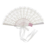 Max Satin Lace Flower Faux Pearl Folding Fan Wedding Party Prom Photo Props