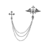 Maxbell Angel Wing Brooch Jewelry Tassel Chain Pin Lapel Pins Badges Rhinestone Argent