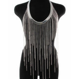 Max Crossover Tassel Body Chain Suit Long Body Chain Necklace Jewelry Silver
