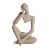 Maxbell Nordic Thinker Figurine Candle Holder Sculpture Ornament Decor Office Beige