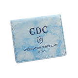 Maxbell Vaccination Card Protector Slim Leather Wallet for Documents Blue