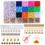 Maxbell 3006x Polymer Clay Beads Flat Round Beads Charms Jewelry Making Kit Beading