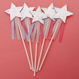 Max 5 Pieces Star Cake Toppers Birthday Wedding Cake Decor Party Suply Silver