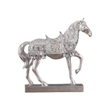 Maxbell Horse Statue Figurine Collection Decorative Ornament for Living Room Cabinet Argent