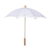 Maxbell Lace Umbrella Wooden Handle for Bridal Bridesmaid Photography Prop Dancing White