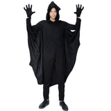 Maxbell Adults Black Bat Halloween Costume Spandex Hooded Jumpsuit with Wing  XL