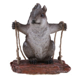 Max Resin Simulation Swing Animal Figurine Garden Ornament Decor Grey Squirrel