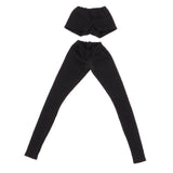 Max 2pcs Fashion Long Trouser Short Pants Suit for 1/6 BJD Girl Dolls Black