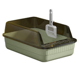 Maxbell Cat Litter Box Litter Tray Open Top Semi Enclosed Durable 18L Large Capacity Lime Green