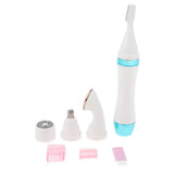 Max 4 In 1 Electric Face Nose Leg Bikini Eyebrow Hair Remover Device Set Blue