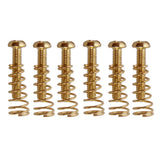Max 6 Pieces Electric Guitar Bass Bridge Tailpiece Saddles Screws+Springs Gold