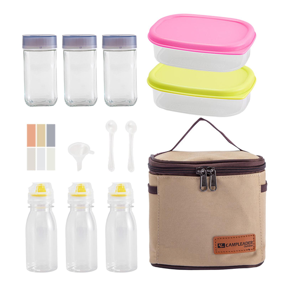 Maxbell Outdoor Camping Spice Storage Jars Set Clear Sugar Salt Flavoring Container