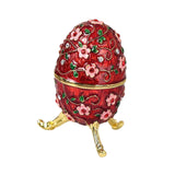 Maxbell Sparkling Egg Trinket Box Earring Holder Case for Easter Anniversary Party Red