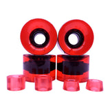 Maxbell 4 Pieces Skateboard Wheels 78A Hardness Durable PU Damping Wheel Replacement Clear  Red