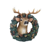 Maxbell Resin Christmas Elk Wreath Wall Statues Figurines Craft, for Living Room