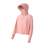 Maxbell Long Sleeve Sun Shirts Sportswear Thin with Mask Quick Drying Fishing Hoodie Pink