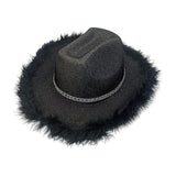 Maxbell Cowboy Hat Cowgirl Hat with Artificial Feather for Ladies Girls Dress up Black