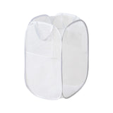 Maxbell Mesh Laundry Hamper Foldable Laundry Basket for Laundry Room, Camping, Home, white vertical