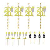 Max 12x Cake Topper 2020 Straws Goblet Cupcake Toppers Picks Sticks DIY Decor