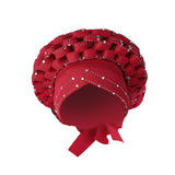 Maxbell African Turban Women Sequin Headwear Head Scarf Hair Cover Girls Headwrap Red
