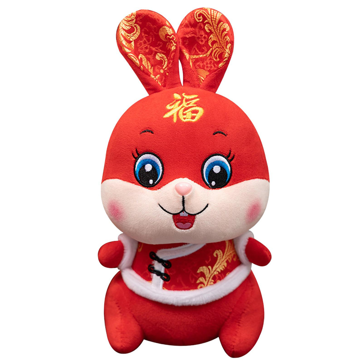 Maxbell Chinese New Year Rabbit Plush Toy Blessing Throw Pillow for Table Home Gift 25cm