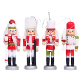 Maxbell 4 Pieces Wooden Nutcracker Hanging Ornament Figures Handcraft for Tree