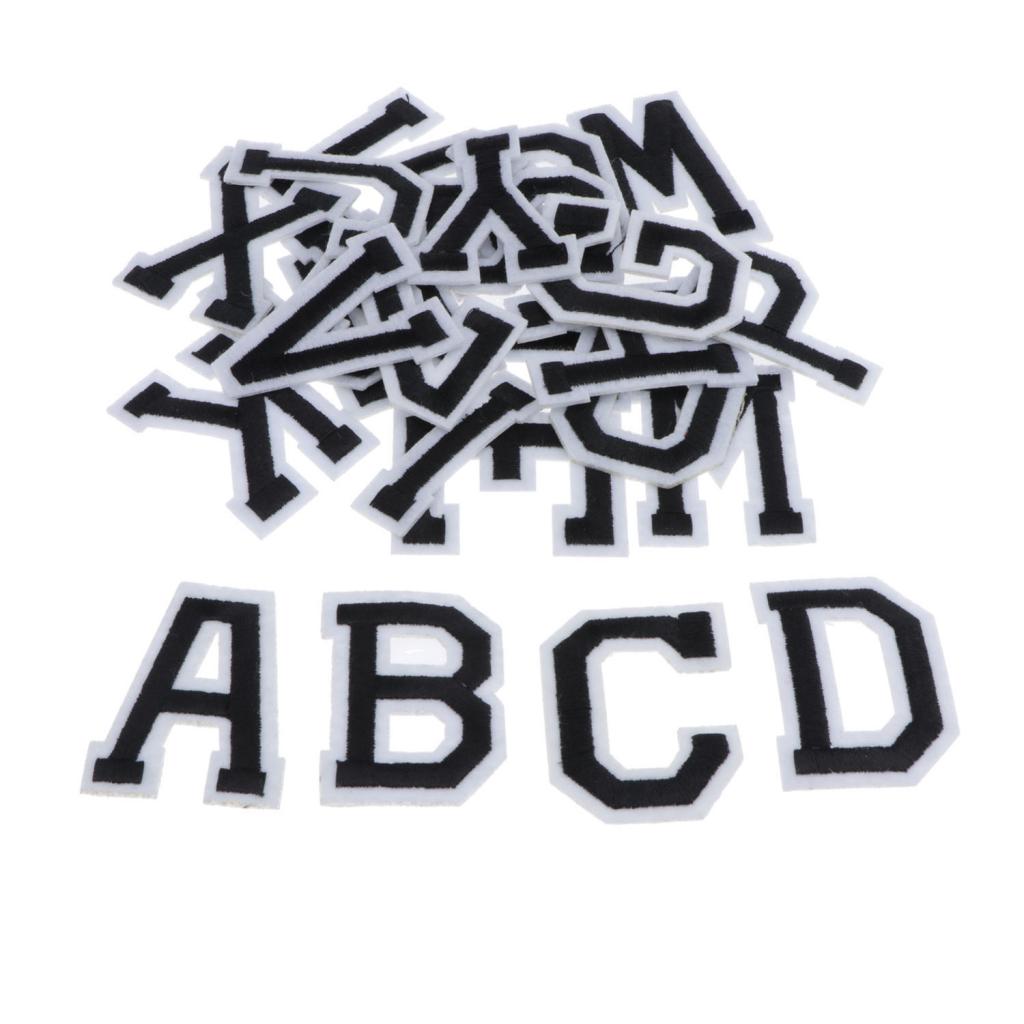 Max Maxb 26pcs Sewing Embroidery Patch Iron On Alphabet Motif Applique White Black