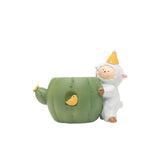 Maxbell Cute Flower Planter Resin Ornament Decorative for Windowsill Desk Home Decor Sheep