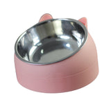 Maxbell Pet Feeder 15° Raised Single Bowl for Cat Dog for Small Medium Dogs Kitten Pink