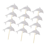 Maxbell 12pcs Glitter Cakecup Toppers Ocean Creature Cake Topper Silver