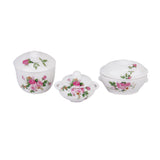 Maxbell 3pcs Doll House Kitchen Miniature Casserole Pot Bowl Lid with Floral Pattern