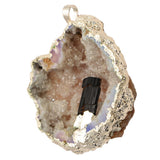 Maxbell Natural Women Lady Agate Crystal Pendant Necklace Accessory Silver and Black