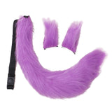 Maxbell 3x Plush Ears and Tail Set Women Girls Cosplay for Dance Fancy Prop Carnival violet