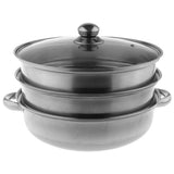 Max Stainless Steel Steam Cooker Steamer Pan Cook Pot Set Glass Lid  3 Tier A