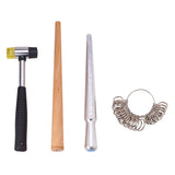 Max 1 Set Ring Sizer Stick Mandrel Finger Gauge Hammer Measuring Jewelry Tools