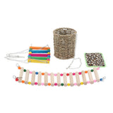 Max 3 Pcs Parrot Cage Toy - Wood Ladder&Swing&Nest for Small Parrot,Random Color