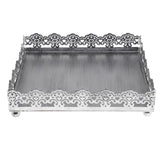 Maxbell Hollow Lace Cake Stand Square Metal Fruit Plate Wedding Party Home Decor M