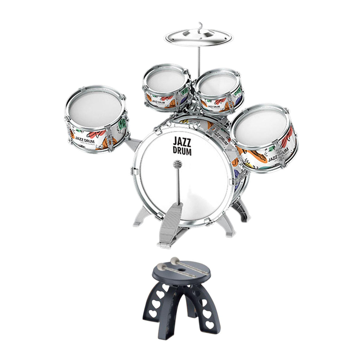 Maxbell Kids Jazz Drum Set Music Enlightenment Development Toy Cymbal Bass Drum Kits Style B