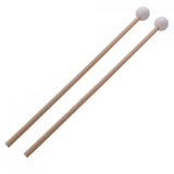 Maxbell 2Pcs Marimba Hammer 15.55'' Rubber Head Bells Wood Mallets Percussion Sticks white