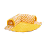 Maxbell Cat Tunnel Bed with Hanging Balls Interactive for Bunny Indoor Small Animals Yellow