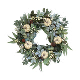Maxbell 16 inch Fall Pumpkin Wreath with Green Leaves for Home Wall Door