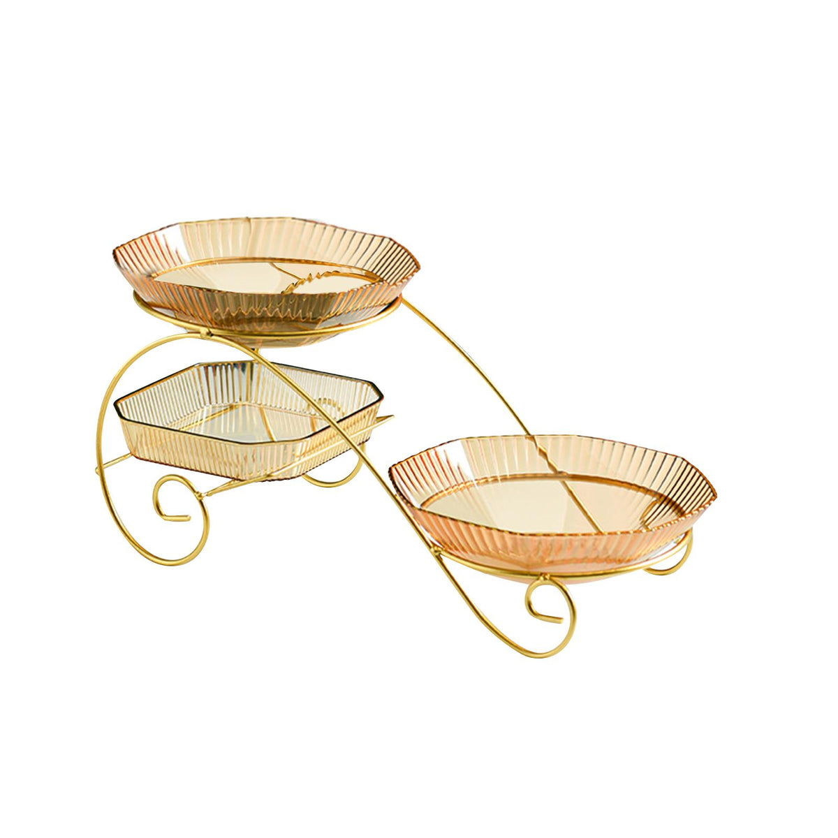 Maxbell Dessert Dividing Plate Dried Fruit Tray Storage Container for Nuts Cookies Yellow