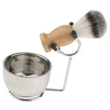 Max Men's Beard Shaving Brush + Stainless Holder Stand + Soap Cream Mug Bowl Set