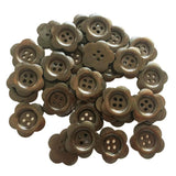 Maxbell 30Pcs 4 Hole Wooden Plum Blossom buttons for Sewing Scrapbooking Dark Brown