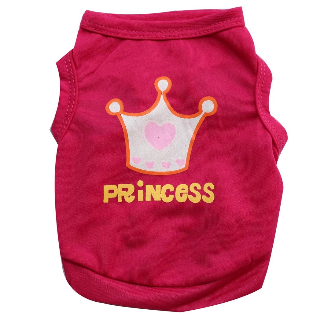Maxbell Summer Princess Crown Pattern Vest Dog Clothes for Puppy Pet Dogs Red Size S