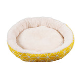 Maxbell Small Dog Sleeping Bed Pet Round Cozy Comfortable Bed Nest Yellow Grid-S