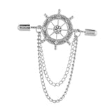 Maxbell Tassel Chain Brooch Alloy Suit Pin Jewelry for Shirt Party Father's Day Gift Silver