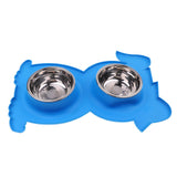 Maxbell No-Spill and Non-Skid Pet Double Bowl Dog Cat Food Water Feeder  Blue