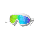 Maxbell Swimming Goggles Swim Glasses Large Frame Diving Glasses with Earplugs White Plating Boxed