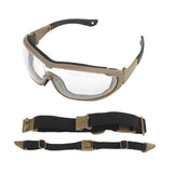 Maxbell Outdoor Goggles Glasses Adjustable Straps Unisex Eye Protection for Camping Brown Clear